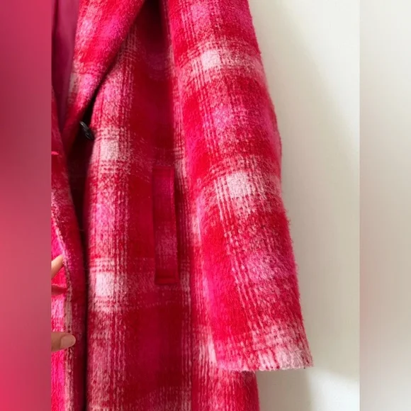 Avec Les Filles Pink Plaid Blazer Coat Maximalist Cozy Winter Anthropologie - Picture 7 of 11